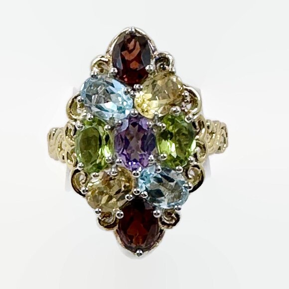 Gemstone Ring, Chuck Clemency: Designer, STS, Gold, Garnet, Amethyst, Peridot - Picture 3 of 6